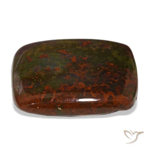 Heliotropo verde natural de 30,22 ct, corte cojín, opaco