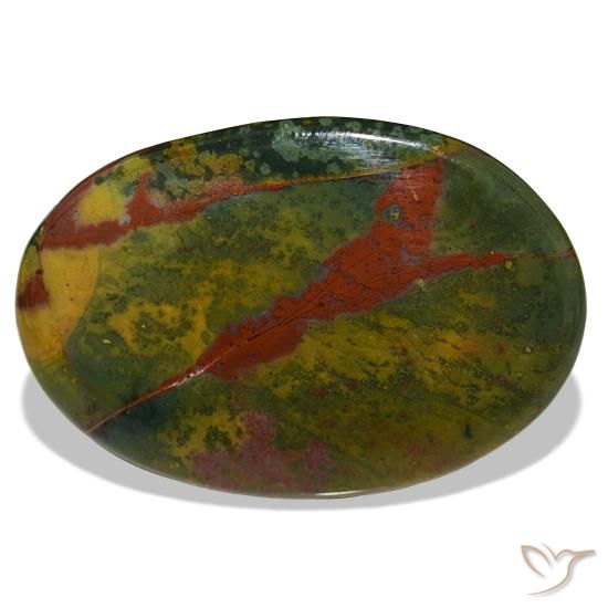 Heliotropo verde natural de 34,13 ct, corte óvalo, opaco