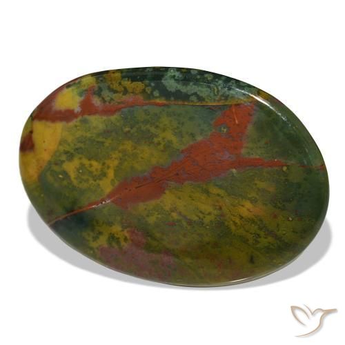 Heliotropo verde natural de 34,13 ct, corte óvalo, opaco