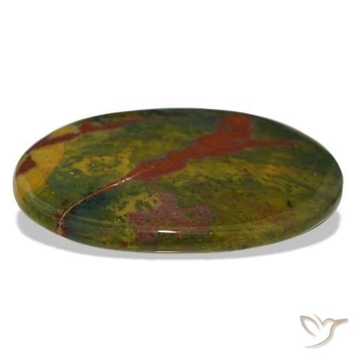 Heliotropo verde natural de 34,13 ct, corte óvalo, opaco