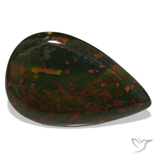 Heliotropo verde natural de 32,00 ct, en forma de pera, opaco