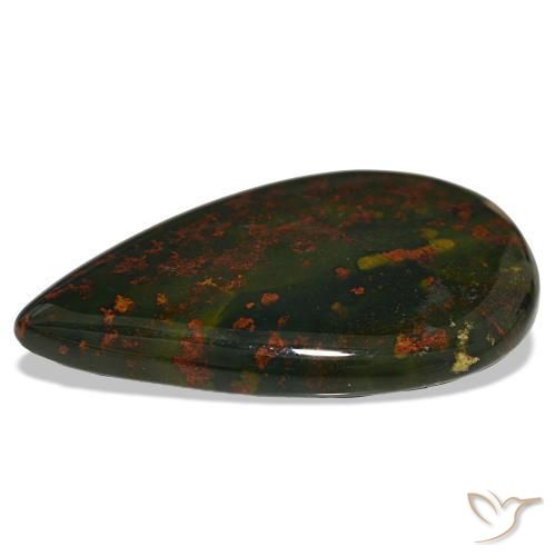 Heliotropo verde natural de 32,00 ct, en forma de pera, opaco