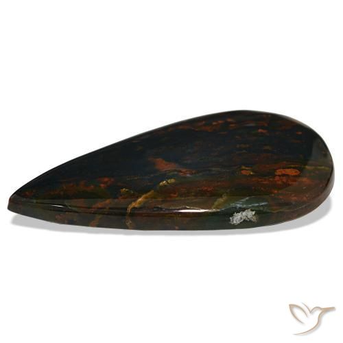 Heliotropo verde natural de 37,50 ct, en forma de pera, opaco