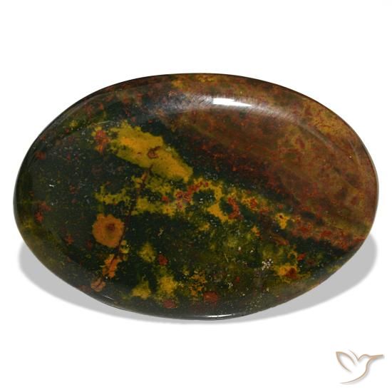Heliotropo verde natural de 30,96 ct, corte óvalo, opaco
