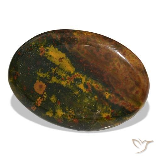 Heliotropo verde natural de 30,96 ct, corte óvalo, opaco