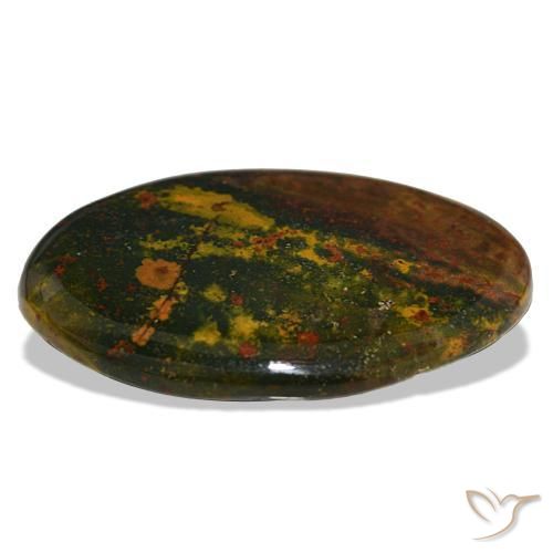 Heliotropo verde natural de 30,96 ct, corte óvalo, opaco