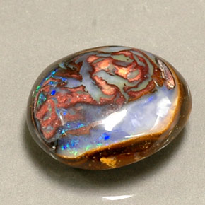 Ópalo boulder multicolor natural de 8,16 ct, corte óvalo, opaco