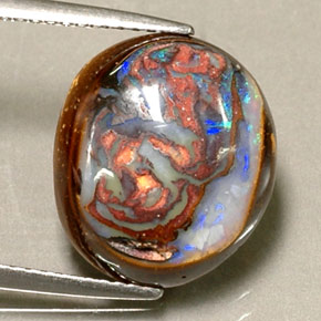 Ópalo boulder multicolor natural de 8,16 ct, corte óvalo, opaco