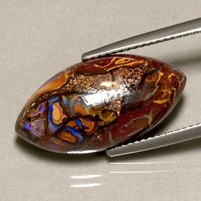 Ópalo boulder multicolor natural de 10,92 ct, marquesa, opaco
