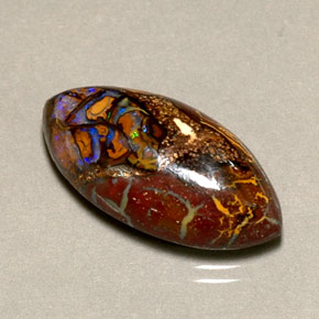 Ópalo boulder multicolor natural de 10,92 ct, marquesa, opaco