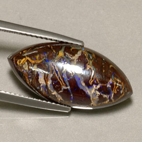Ópalo boulder multicolor natural de 12,35 ct, marquesa, opaco