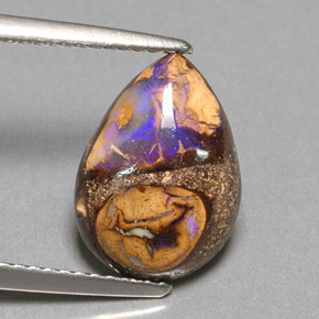 Ópalo boulder multicolor natural de 3,22 ct, en forma de pera, opaco