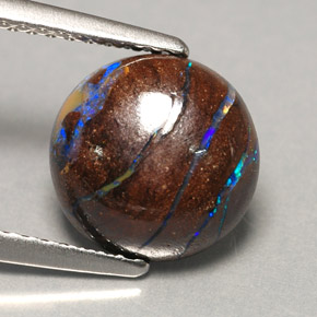 Ópalo boulder multicolor natural de 3,11 ct, corte redondo, opaco