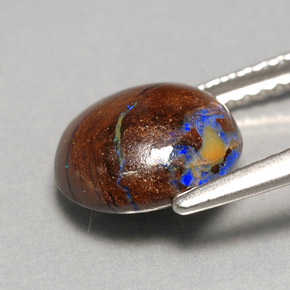 Ópalo boulder multicolor natural de 3,11 ct, corte redondo, opaco