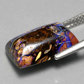 Ópalo boulder multicolor natural de 6,50 ct, baguette, opaco