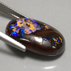 Ópalo boulder multicolor natural de 14,18 ct, corte óvalo, opaco