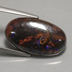 Ópalo boulder multicolor natural de 12,97 ct, corte óvalo, opaco