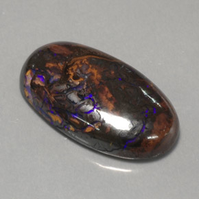 Ópalo boulder multicolor natural de 12,97 ct, corte óvalo, opaco