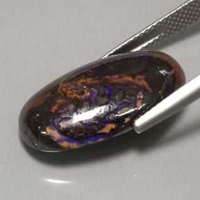 Ópalo boulder multicolor natural de 12,97 ct, corte óvalo, opaco