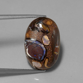 Ópalo boulder multicolor natural de 9,28 ct, corte óvalo, opaco