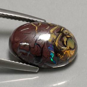 Ópalo de roca Multicolor natural de 6.95 ct, Corte Óvalo, Opaco