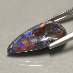 Ópalo boulder multicolor natural de 9,16 ct, en forma de pera, opaco