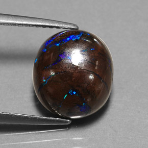 Ópalo boulder multicolor natural de 5,30 ct, corte óvalo, opaco