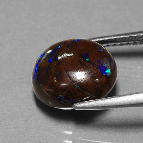 Ópalo boulder multicolor natural de 5,30 ct, corte óvalo, opaco