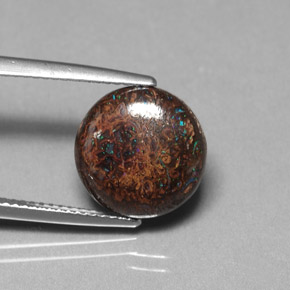 Ópalo boulder multicolor natural de 4,97 ct, corte redondo, opaco