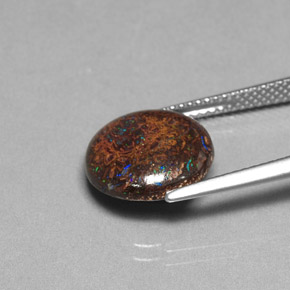 Ópalo boulder multicolor natural de 4,97 ct, corte redondo, opaco