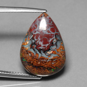 Ópalo de roca Multicolor natural de 11.09 ct, En forma de pera, Opaco