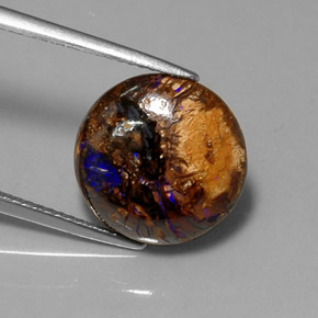 Ópalo boulder multicolor natural de 7,07 ct, corte redondo, opaco
