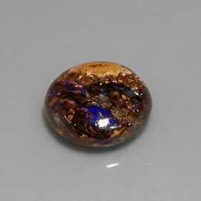 Ópalo boulder multicolor natural de 7,07 ct, corte redondo, opaco