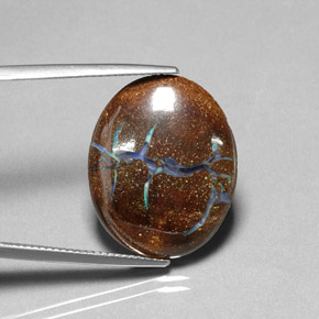Ópalo boulder multicolor natural de 11,05 ct, corte óvalo, opaco