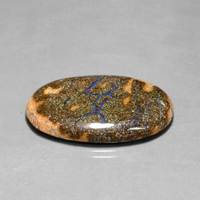 Ópalo boulder multicolor natural de 30,86 ct, corte óvalo, opaco