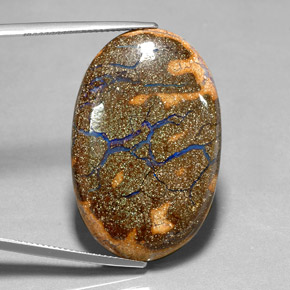 Ópalo boulder multicolor natural de 30,86 ct, corte óvalo, opaco