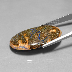 Ópalo boulder multicolor natural de 30,86 ct, corte óvalo, opaco