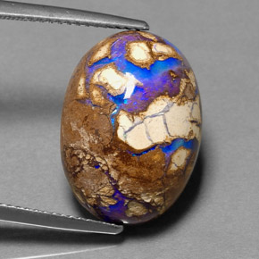 Ópalo boulder multicolor natural de 11,68 ct, corte óvalo, opaco