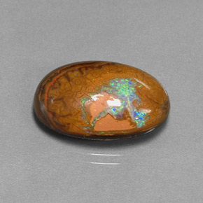 Ópalo boulder multicolor natural de 11,39 ct, corte óvalo, opaco