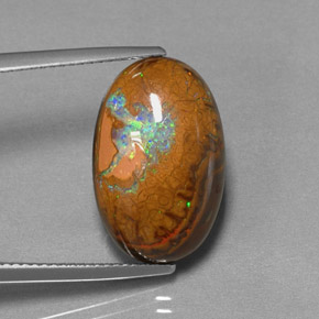Ópalo boulder multicolor natural de 11,39 ct, corte óvalo, opaco
