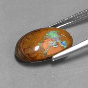 Ópalo boulder multicolor natural de 11,39 ct, corte óvalo, opaco