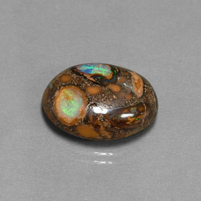 Ópalo boulder multicolor natural de 8,41 ct, corte óvalo, opaco