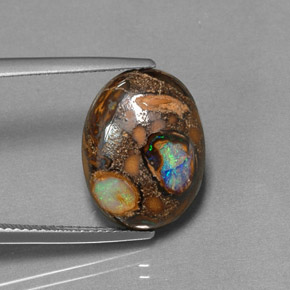 Ópalo boulder multicolor natural de 8,41 ct, corte óvalo, opaco