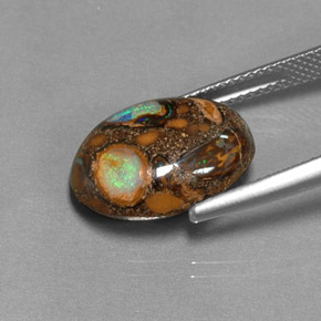 Ópalo boulder multicolor natural de 8,41 ct, corte óvalo, opaco