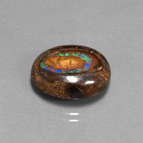 Ópalo boulder multicolor natural de 7,70 ct, corte óvalo, opaco