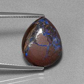 Ópalo boulder multicolor natural de 10,37 ct, en forma de pera, opaco