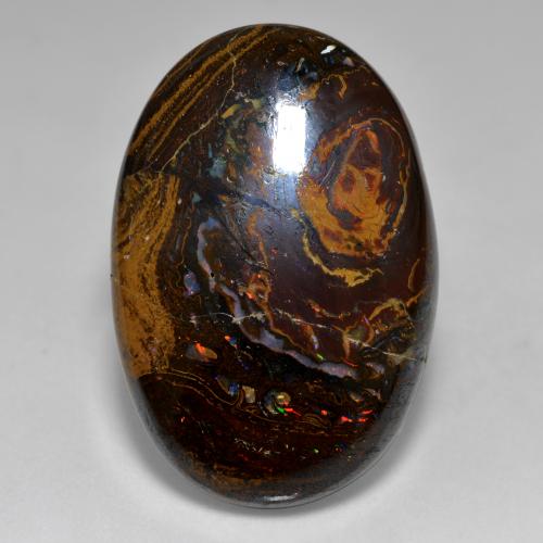 Ópalo boulder multicolor natural de 33,36 ct, corte óvalo, opaco