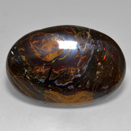 Ópalo boulder multicolor natural de 33,36 ct, corte óvalo, opaco