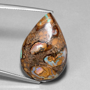 Ópalo boulder multicolor natural de 36,80 ct, en forma de pera, opaco