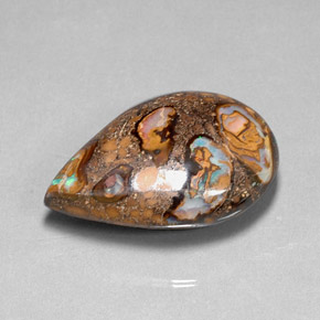 Ópalo boulder multicolor natural de 36,80 ct, en forma de pera, opaco
